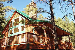 Cabin Kit Model - Hawksbeard, interior pine paneling, fir floors, stone fireplace.