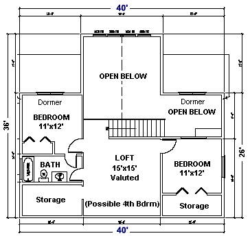 Cabin Kit Plan - Whitetail loft level