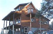 Lupine with loft-level deck, basement below