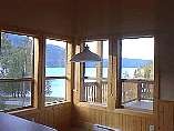 Eating area overlooking lake